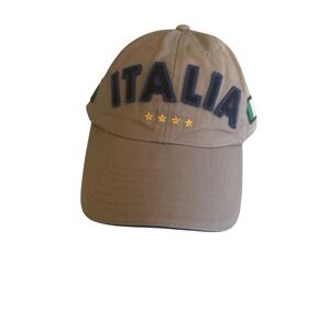 Italia Baseball Cap With Embroidered Flags & Stars Beige Adjustable Green Park 1